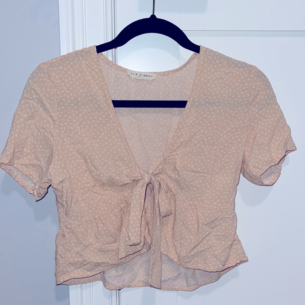Pacsun LA Hearts Light Pink Front Tie Shirt